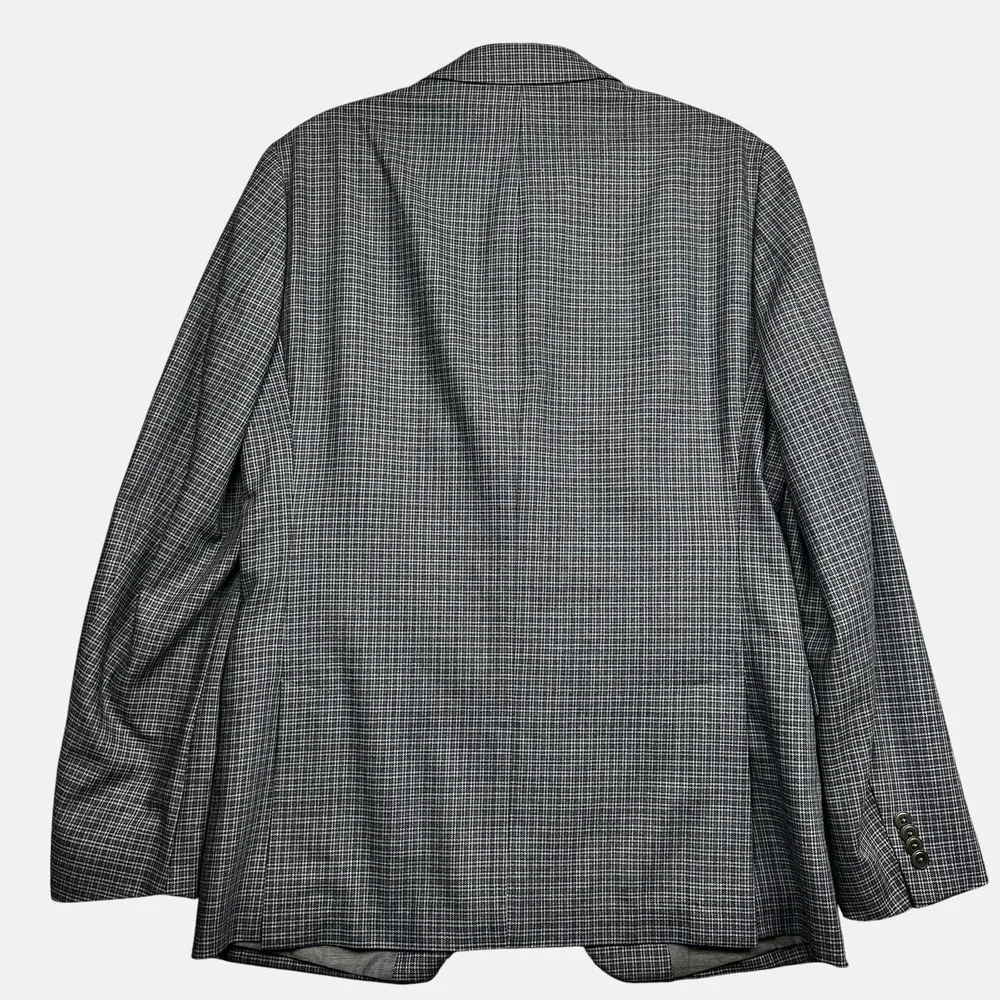 Michael Kors Blazer Jacket Men's 38R Gray Small Check Wool Blend Business Preppy